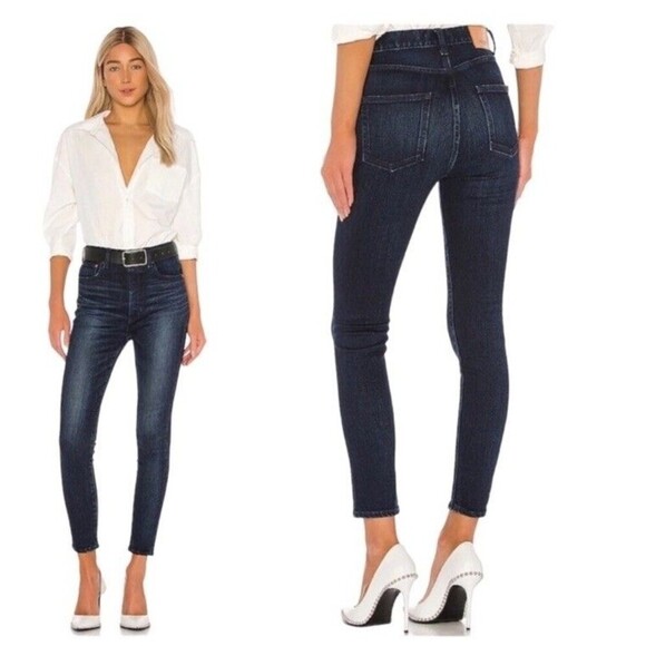 Moussy Vintage Mid Rise Skinny Jeans Dark Blue Wash Japanese Denim Women’s 25 - Picture 2 of 13